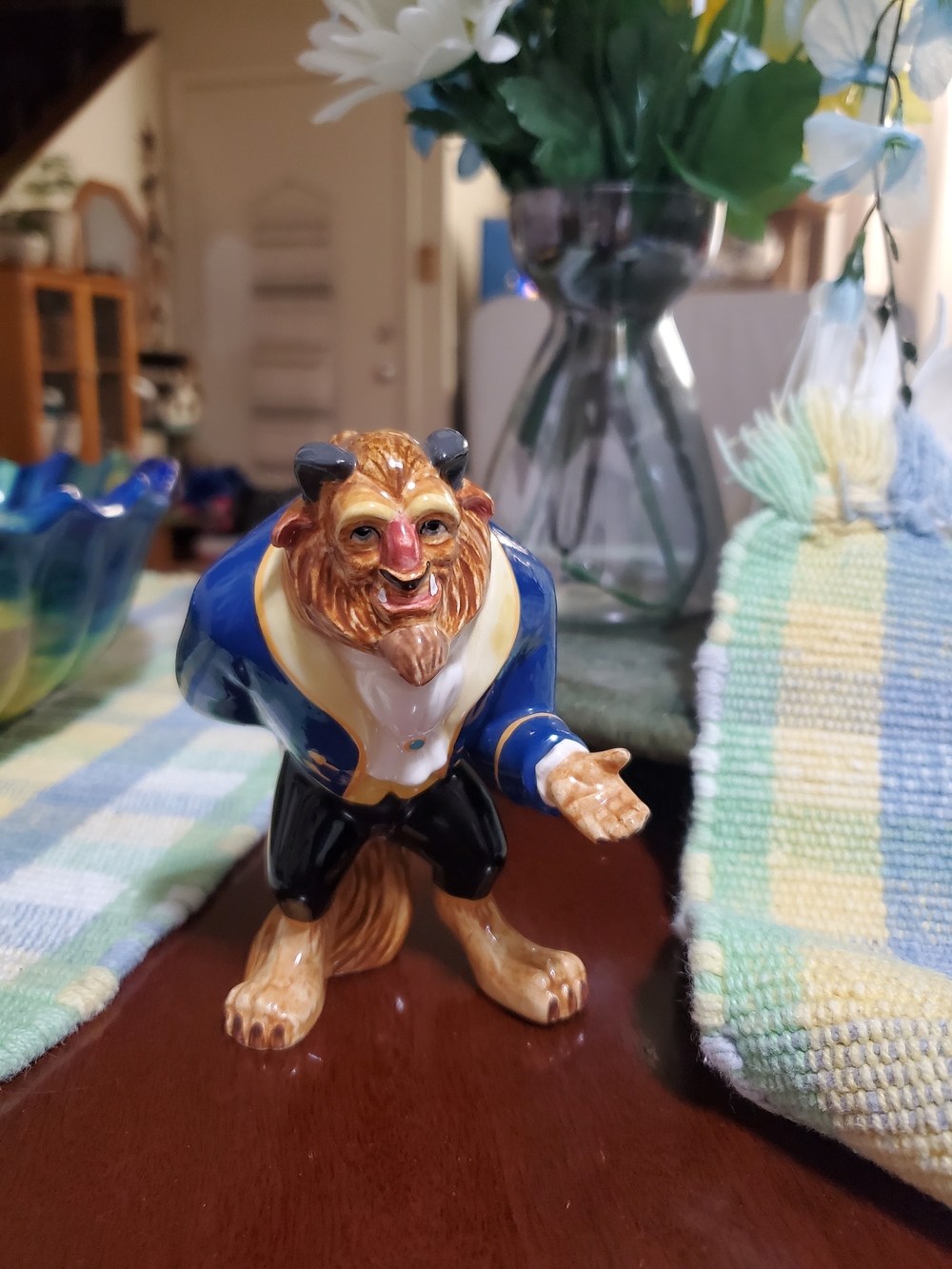Disney Beast Figurine in Blue, Tan and Black with Gold Trim